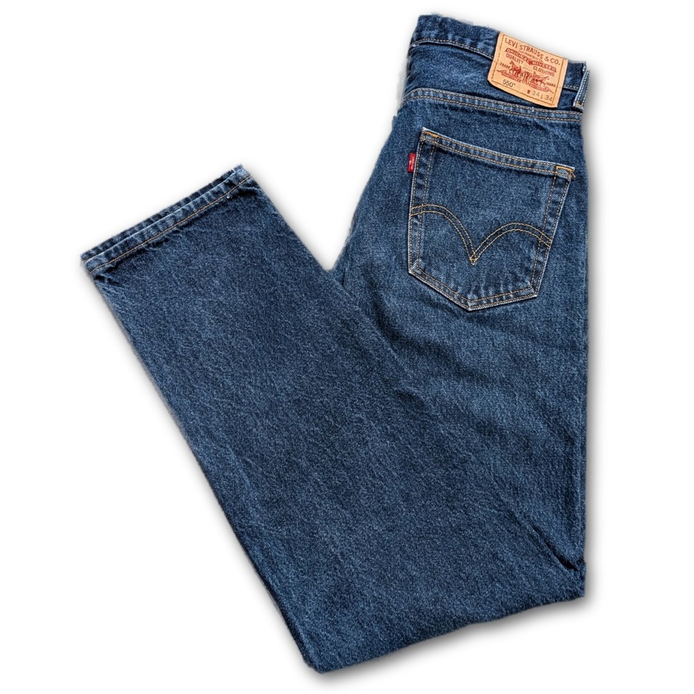 Levi's Mens 34x34 Jeans 550 Blue Relaxed Fit 100% Cotton VTG Denim Dark Wash